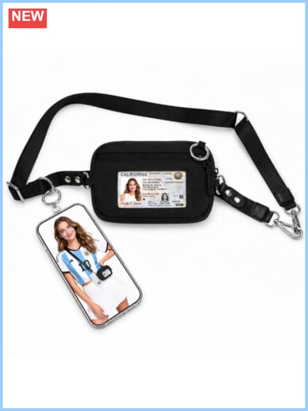 Small Checkered Crossbody Bag Phone Lanyard Wristlet RFID Travel Purse